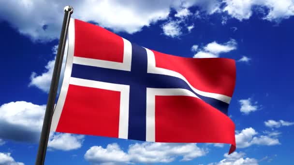 Norwegen Fahne Und Himmel Hintergrund Animation 3840 2160 — Stockvideo