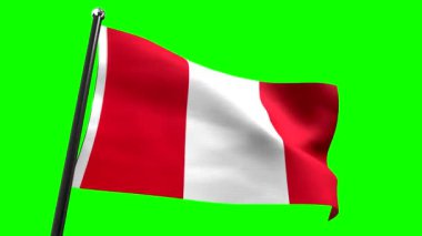 Peru - yeşil arkaplanda izole edilmiş bayrak - 3D 4k animasyon (3840 x 2160 px)
