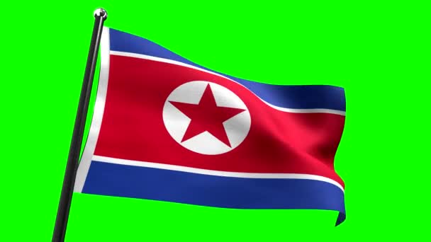 Nordkorea Flagge Isoliert Auf Grünem Hintergrund Animation 3840 2160 — Stockvideo