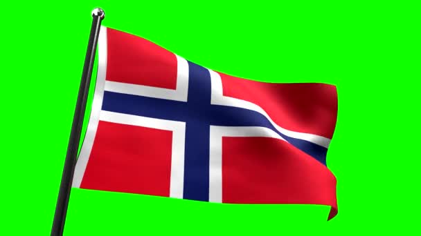 Norwegen Flagge Isoliert Auf Grünem Hintergrund Animation 3840 2160 — Stockvideo
