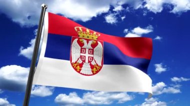 Sırbistan - arkaplanda bayrak ve gökyüzü - 3D 4k animasyon (3840 x 2160 px)