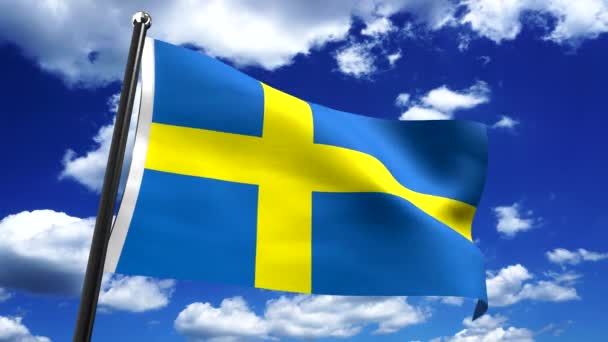 Schweden Fahne Und Himmel Hintergrund Animation 3840 2160 — Stockvideo