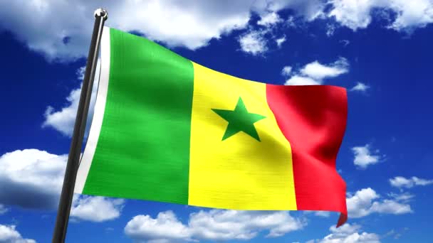 Senegal Bandiera Cielo Sullo Sfondo Animazione 3840 2160 — Video Stock