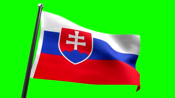 Slowakije Vlag Geïsoleerd Groene Achtergrond Animatie 3840 2160 — Stockvideo