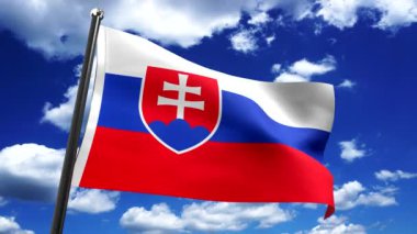 Slovakya - arkaplanda bayrak ve gökyüzü - 3D 4k animasyon (3840 x 2160 px)