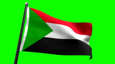 Sudan - yeşil arkaplanda izole edilmiş bayrak - 3D 4k animasyon (3840 x 2160 px)