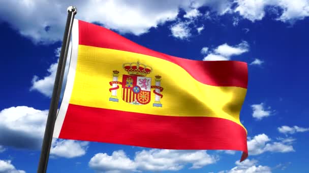 スペイン 背景に旗と空 4Kアニメーション 3840 2160 — ストック動画