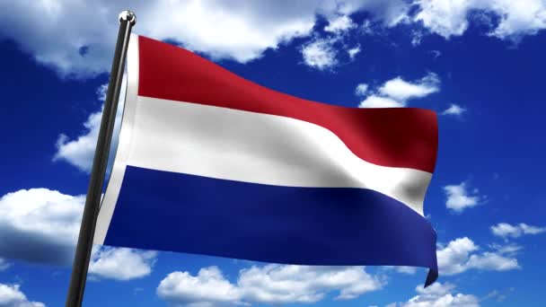 Niederlande Fahne Und Himmel Hintergrund Animation 3840 2160 — Stockvideo