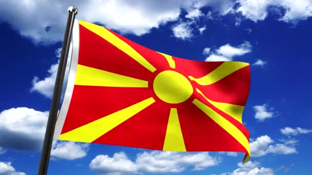 Makedonie Vlajka Nebe Pozadí Animace 3840 2160 — Stock video