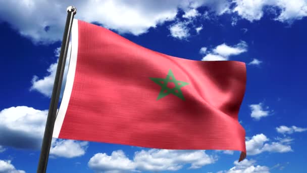 Marocco Bandiera Cielo Sullo Sfondo Animazione 3840 2160 — Video Stock