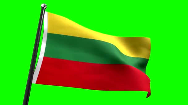 Lituania Bandiera Isolata Sfondo Verde Animazione 3840 2160 — Video Stock