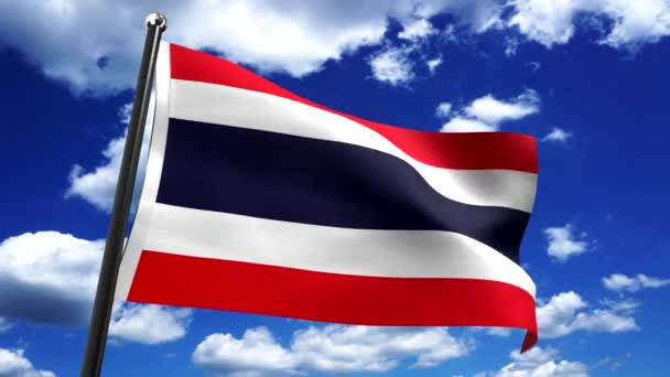Thailand Fahne Und Himmel Hintergrund Animation 3840 2160 — Stockvideo