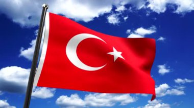 Türkiye - arkaplanda bayrak ve gökyüzü - 3D 4k animasyon (3840 x 2160 px)