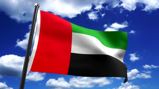 Zjednoczone Emiraty Arabskie Zjednoczone Emiraty Arabskie Flaga Niebo Tle Animacja — Wideo stockowe