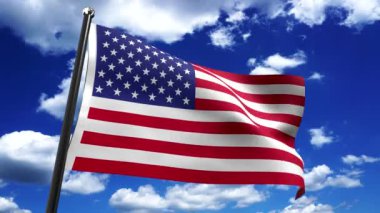 ABD, Amerika Birleşik Devletleri - arka planda bayrak ve gökyüzü - 3840 x 2160 px)