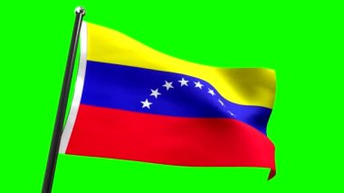 Venezuela - yeşil arkaplanda izole edilmiş bayrak - 3D 4k animasyon (3840 x 2160 px)