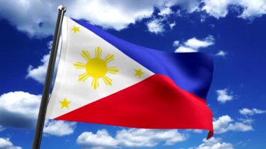 Filipinler - arkaplanda bayrak ve gökyüzü - 3D 4k animasyon (3840 x 2160 px)