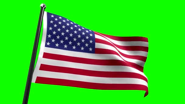 Usa United States America Flag Isolated Green Background Animation 3840 — Stock Video