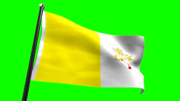 Vatican City Flag Isolated Green Background Animation 3840 2160 — Stock Video