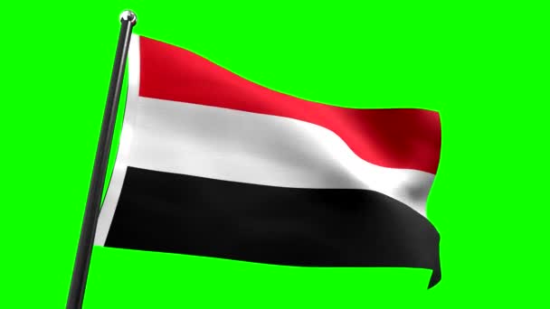 Jemen Vlajka Izolovaná Zeleném Pozadí Animace 3840 2160 — Stock video