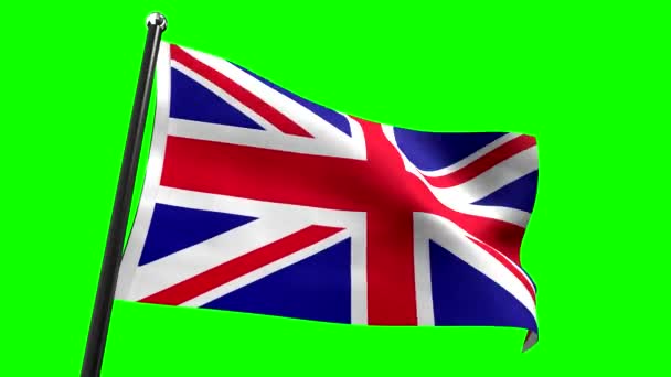 Großbritannien Flagge Isoliert Auf Grünem Hintergrund Animation 3840 2160 — Stockvideo