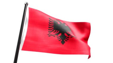 Arnavutluk - beyaz arkaplanda izole edilmiş bayrak - 3D 4k animasyon (3840 x 2160 px)