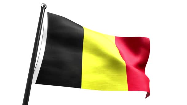 Belgien Flagge Isoliert Auf Weißem Hintergrund Animation 3840 2160 — Stockvideo