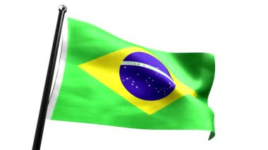 Brezilya - beyaz arkaplanda izole edilmiş bayrak - 3D 4k animasyon (3840 x 2160 px)