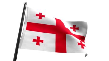 Gürcistan - beyaz arka planda izole edilmiş bayrak - 3D 4k animasyon (3840 x 2160 px)
