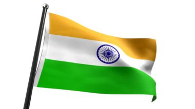 Hindistan - beyaz zemin üzerinde izole edilmiş bayrak - 3D 4k animasyon (3840 x 2160 px)