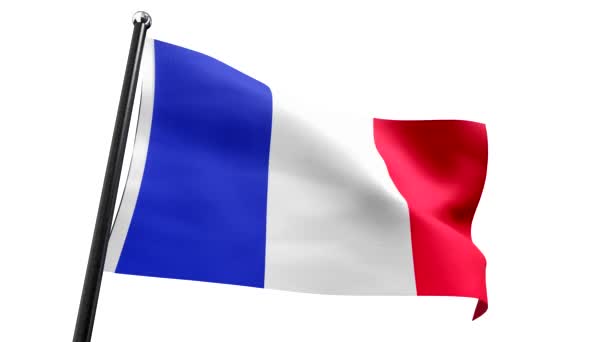 Francia Bandera Aislada Sobre Fondo Blanco Animación 3840 2160 — Vídeos de Stock