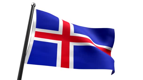 Iceland Flag Isolated White Background Animation 3840 2160 — Stock Video
