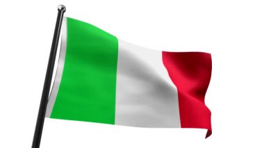 İtalya - beyaz arkaplanda izole edilmiş bayrak - 3D 4k animasyon (3840 x 2160 px)