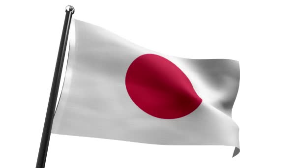 Ιαπωνία Σημαία Που Απομονώνεται Λευκό Φόντο Animation 3840 2160 — Αρχείο Βίντεο
