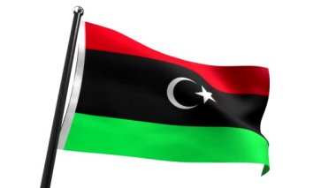 Libya - beyaz arkaplanda izole edilmiş bayrak - 3D 4k animasyon (3840 x 2160 px)