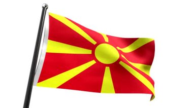 Makedonya - beyaz zemin üzerinde izole edilmiş bayrak - 3D 4k animasyon (3840 x 2160 px)
