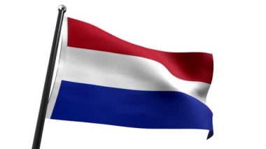 Hollanda - beyaz arkaplanda izole edilmiş bayrak - 3D 4k animasyon (3840 x 2160 px)