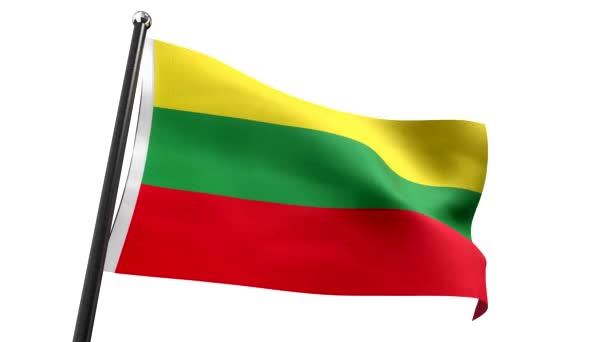 Λιθουανία Σημαία Που Απομονώνεται Λευκό Φόντο Animation 3840 2160 — Αρχείο Βίντεο