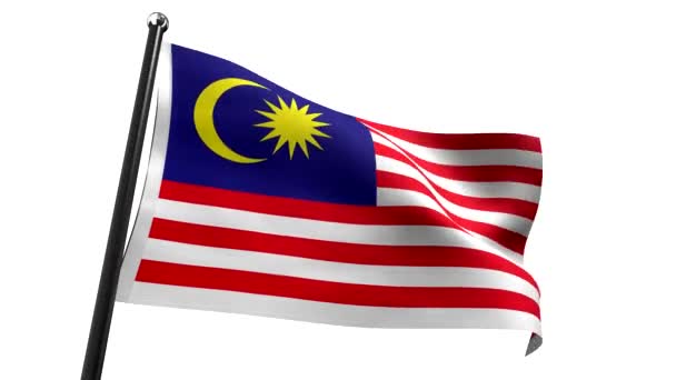 Malezja Flaga Izolowana Białym Tle Animacja 3840 2160 — Wideo stockowe