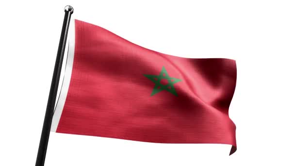 Μαρόκο Σημαία Που Απομονώνεται Λευκό Φόντο Animation 3840 2160 — Αρχείο Βίντεο