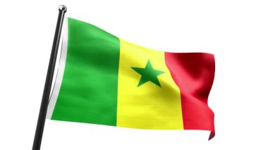 Senegal - beyaz arkaplanda izole edilmiş bayrak - 3D 4k animasyon (3840 x 2160 px)