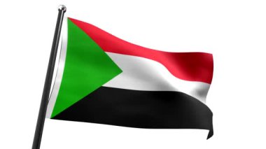 Sudan - beyaz arkaplanda izole edilmiş bayrak - 3D 4k animasyon (3840 x 2160 px)