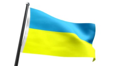 Ukrayna - beyaz arkaplanda izole edilmiş bayrak - 3D 4k animasyon (3840 x 2160 px)