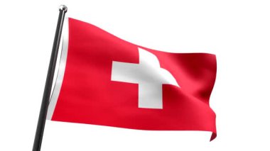 İsviçre - beyaz arkaplanda izole edilmiş bayrak - 3D 4k animasyon (3840 x 2160 px)