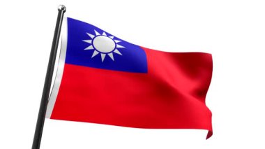 Tayvan - beyaz arkaplanda izole edilmiş bayrak - 3D 4k animasyon (3840 x 2160 px)