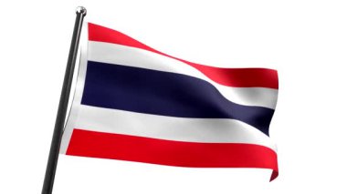 Tayland - beyaz arkaplanda izole edilmiş bayrak - 3D 4k animasyon (3840 x 2160 px)