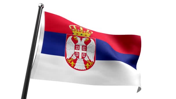 Σερβία Σημαία Που Απομονώνεται Λευκό Φόντο Animation 3840 2160 — Αρχείο Βίντεο