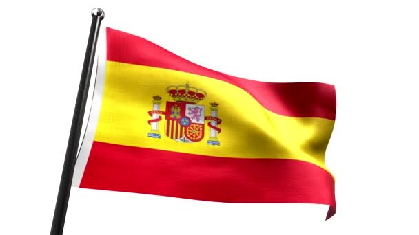 Hiszpania Flaga Izolowana Białym Tle Animacja 3840 2160 — Wideo stockowe