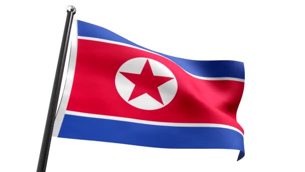 Βόρεια Κορέα Σημαία Που Απομονώνεται Λευκό Φόντο Animation 3840 2160 — Αρχείο Βίντεο