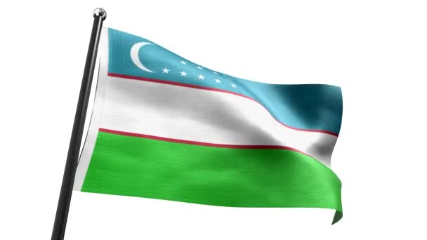 Ουζμπεκιστάν Σημαία Που Απομονώνεται Λευκό Φόντο Animation 3840 2160 — Αρχείο Βίντεο